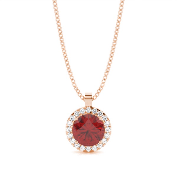Prong Setting Halo Garnet Pendant