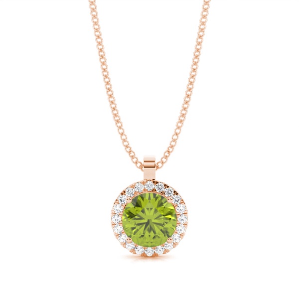 Prong Setting Halo Peridot Pendant