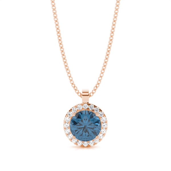 Prong Setting Halo Blue Topaz Pendant