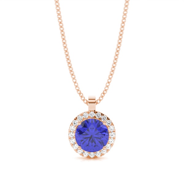 Prong Setting Halo Tanzanite Pendant