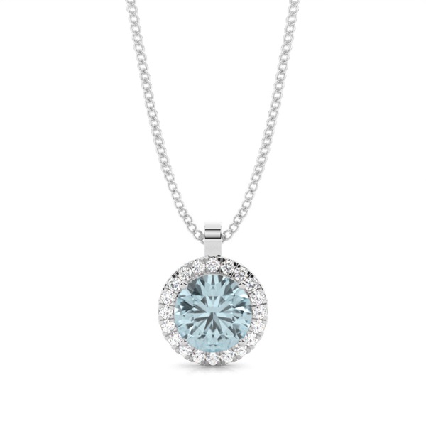 Prong Setting Halo Aquamarine Pendant