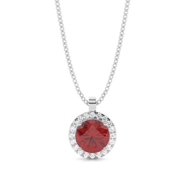 Prong Setting Halo Garnet Pendant