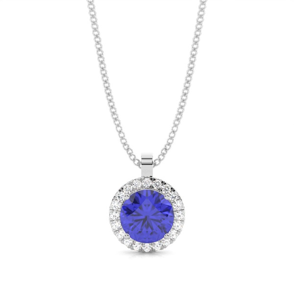 Prong Setting Halo Tanzanite Pendant
