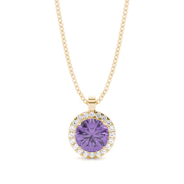 Prong Setting Halo Amethyst Pendant