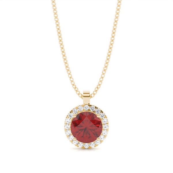 Prong Setting Halo Garnet Pendant