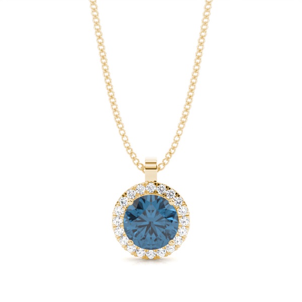 Prong Setting Halo Blue Topaz Pendant