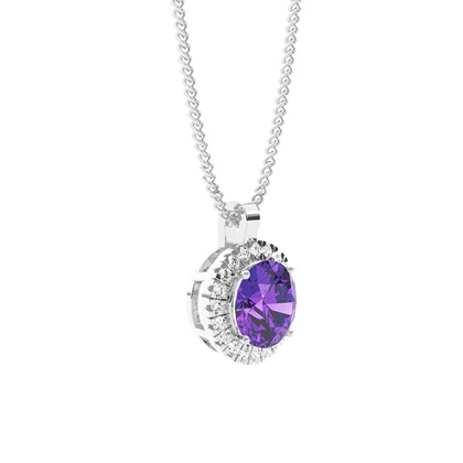 Halo-Anhänger mit Amethyst in einer Krappenfassung