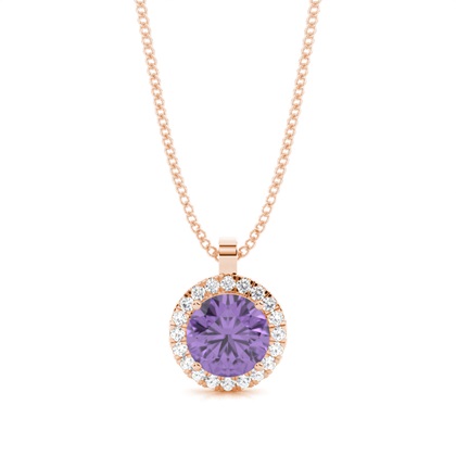 Prong Setting Halo Amethyst Pendant