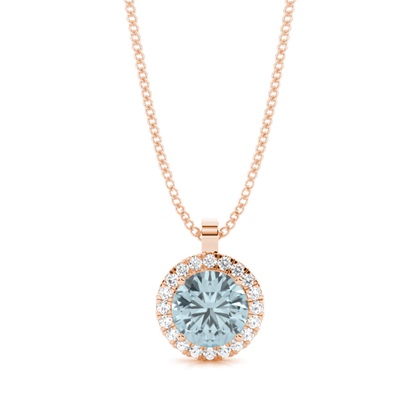 Prong Setting Halo Aquamarine Pendant