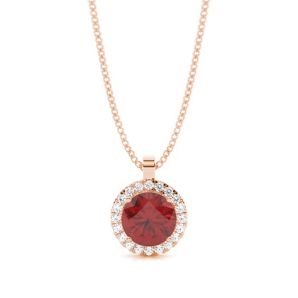 Prong Setting Halo Garnet Pendant