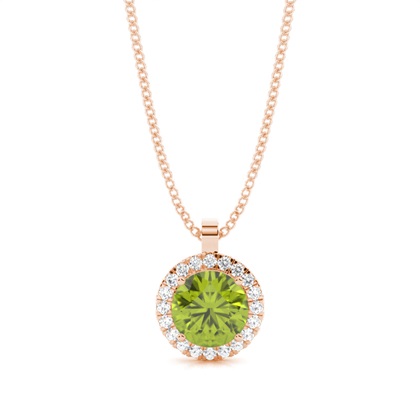 Prong Setting Halo Peridot Pendant