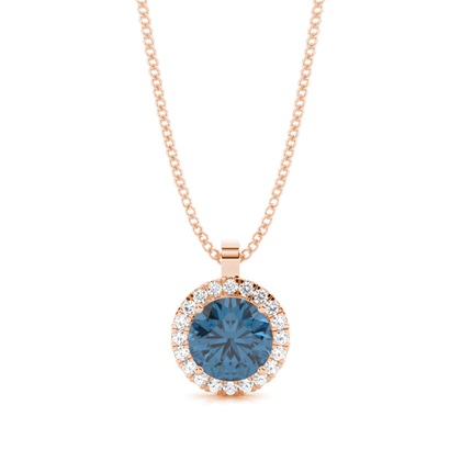 Prong Setting Halo Blue Topaz Pendant
