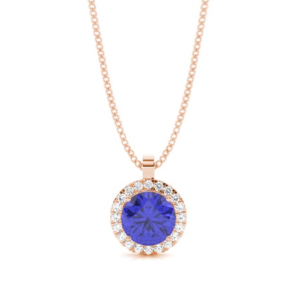 Prong Setting Halo Tanzanite Pendant