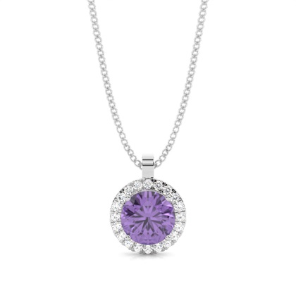 Prong Setting Halo Amethyst Pendant