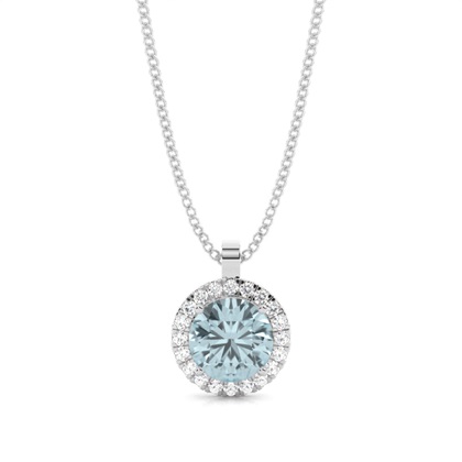 Prong Setting Halo Aquamarine Pendant