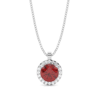 Prong Setting Halo Garnet Pendant