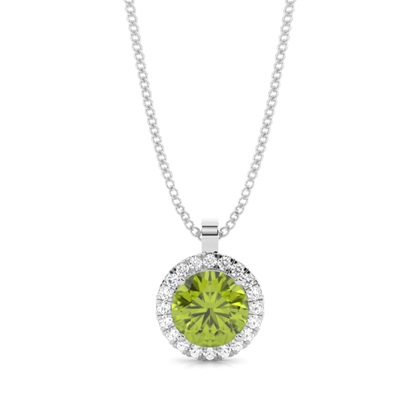 Prong Setting Halo Peridot Pendant