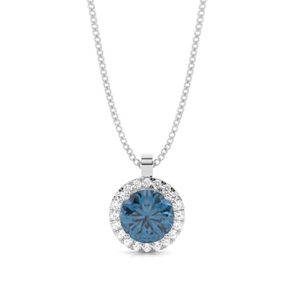 Prong Setting Halo Blue Topaz Pendant