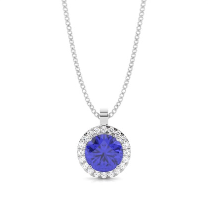 Prong Setting Halo Tanzanite Pendant