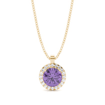Prong Setting Halo Amethyst Pendant