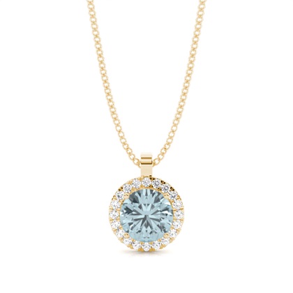 Prong Setting Halo Aquamarine Pendant
