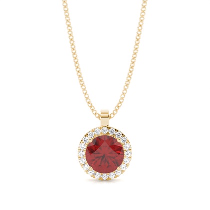 Prong Setting Halo Garnet Pendant