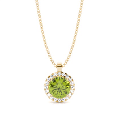 Prong Setting Halo Peridot Pendant