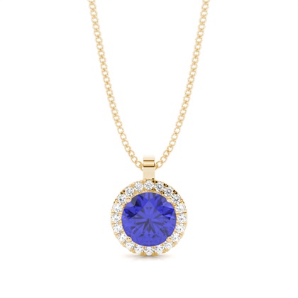 Prong Setting Halo Tanzanite Pendant