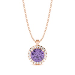 Prong Setting Halo Amethyst Pendant