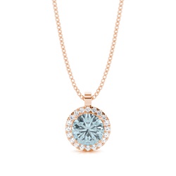 Prong Setting Halo Aquamarine Pendant