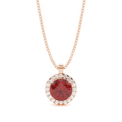 Prong Setting Halo Garnet Pendant