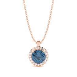 Prong Setting Halo Blue Topaz Pendant