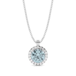 Prong Setting Halo Aquamarine Pendant