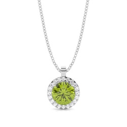 Prong Setting Halo Peridot Pendant