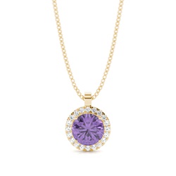 Prong Setting Halo Amethyst Pendant