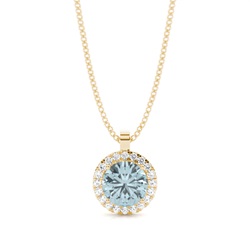 Prong Setting Halo Aquamarine Pendant