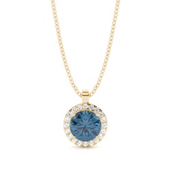 Prong Setting Halo Blue Topaz Pendant
