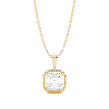Asscher Yellow Gold Diamond Necklaces and Diamond Pendants