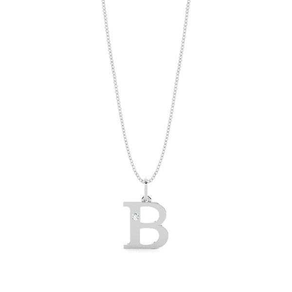 B Initial Pendant Necklace in Silver