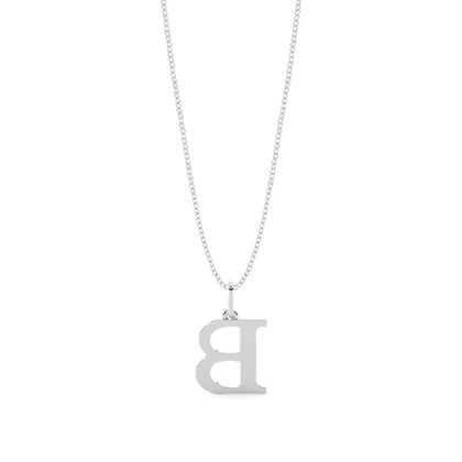 B Initial Pendant Necklace in Silver