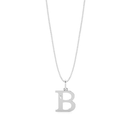 B Initial Pendant Necklace in Silver