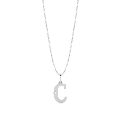 C Initial Pendant Necklace in Silver