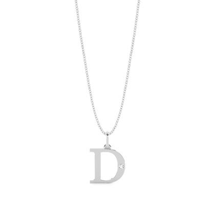 D Initial Pendant Necklace in Silver