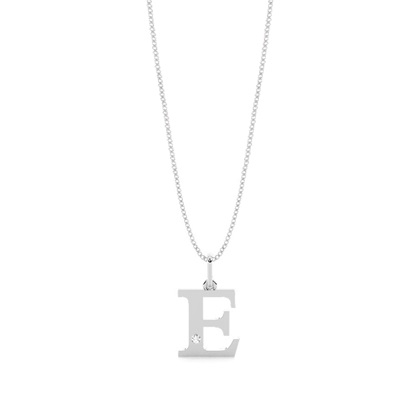 E Initial Pendant Necklace in Silver