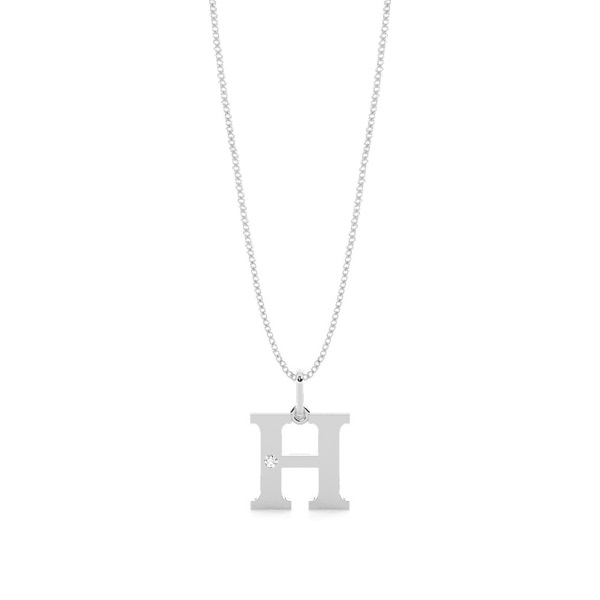 H Initial Pendant Necklace in Silver