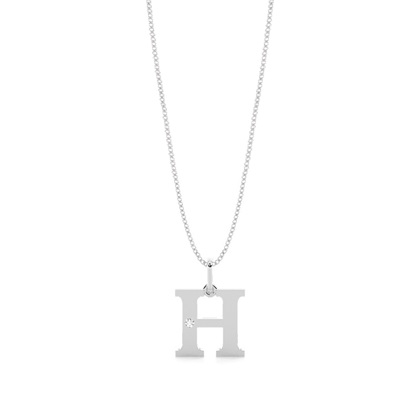 H Initial Pendant Necklace in Silver