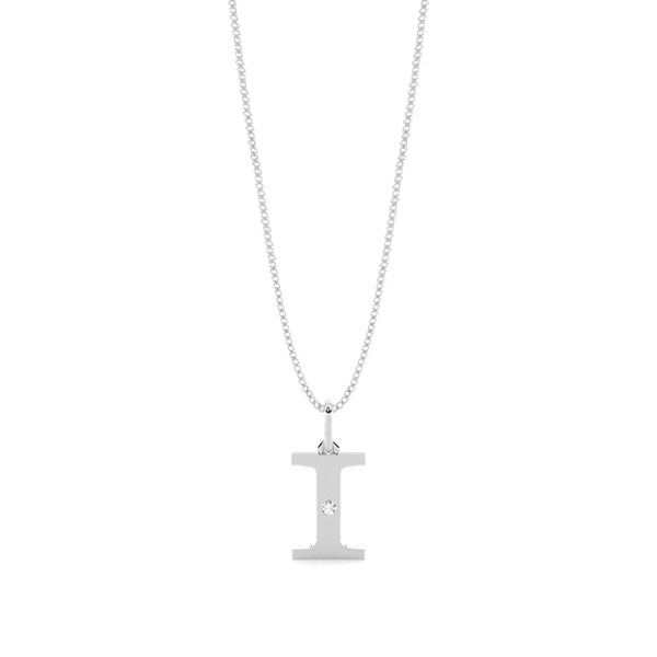 I Initial Pendant Necklace in Silver