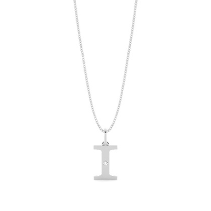 I Initial Pendant Necklace in Silver