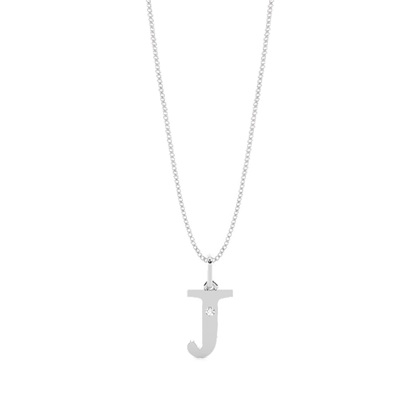 J Initial Pendant Necklace in Silver