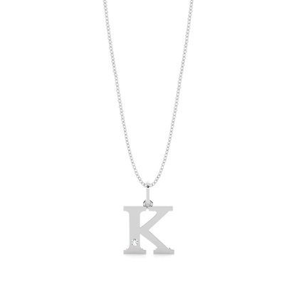 K Initial Pendant Necklace in Silver